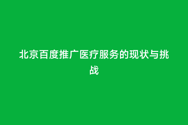 北京百度推广医疗服务的现状与挑战