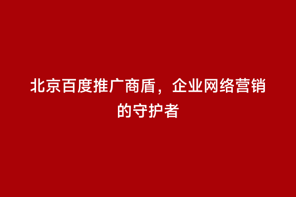 北京百度推广商盾，企业网络营销的守护者