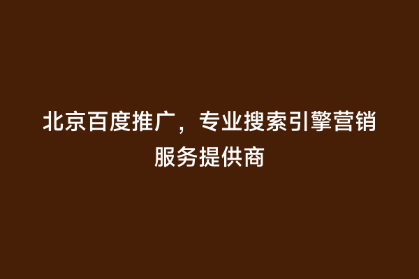 北京百度推广，专业搜索引擎营销服务提供商