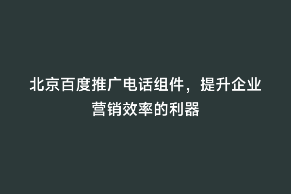 北京百度推广电话组件，提升企业营销效率的利器