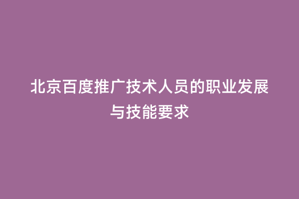 北京百度推广技术人员的职业发展与技能要求