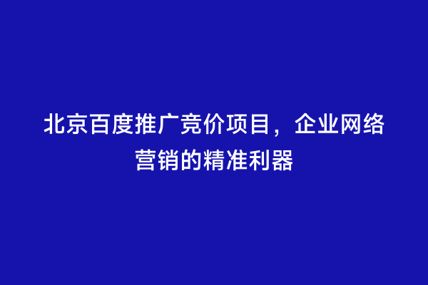 北京百度推广竞价项目，企业网络营销的精准利器