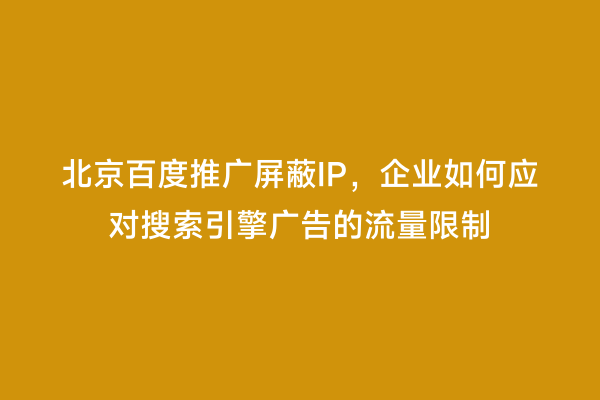 北京百度推广屏蔽IP，企业如何应对搜索引擎广告的流量限制