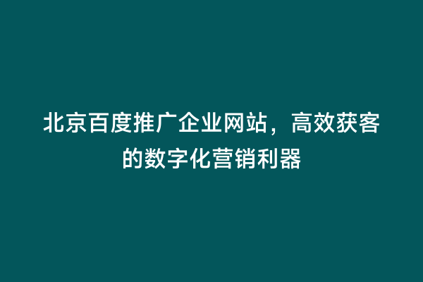 北京百度推广企业网站，高效获客的数字化营销利器