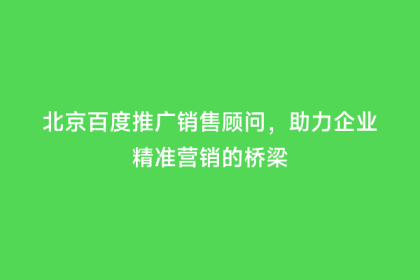 北京百度推广销售顾问，助力企业精准营销的桥梁
