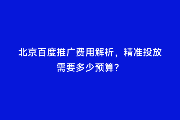 北京百度推广费用解析，精准投放需要多少预算？