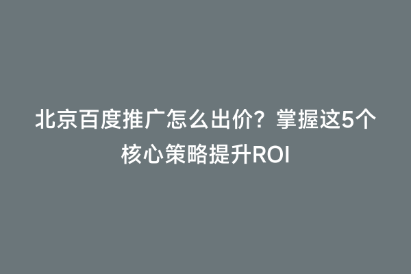 北京百度推广怎么出价？掌握这5个核心策略提升ROI