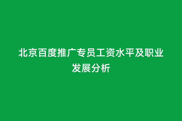 北京百度推广专员工资水平及职业发展分析