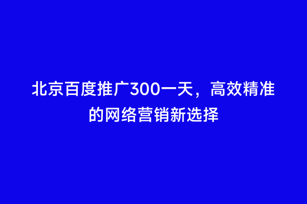 北京百度推广300一天，高效精准的网络营销新选择