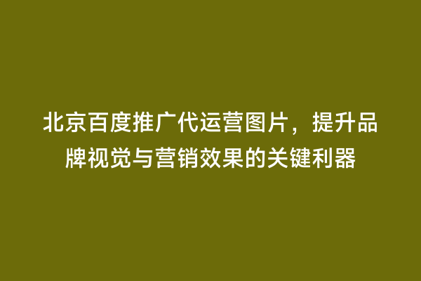 北京百度推广代运营图片，提升品牌视觉与营销效果的关键利器